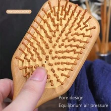1 chiếc lược chải tóc đệm khí bằng tre kiểu ngẫu nhiên - Làm thẳng, làm xoăn, không xù, lược chải tóc massage da đầu chống tĩnh điện - Nhiều màu - Xem 3