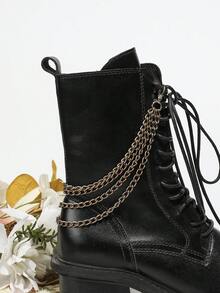 2 件时尚金属朋克古铜色简约可拆卸多层链条装饰，适用于靴子、包包和肩带 - 銅色 - 查看 2