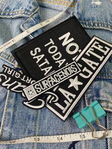 1 套 2/4 件黑白英文字母刺绣补丁涤纶熨烫补丁缝制 DIY 服装配件布贴适用于背包、牛仔裤、夹克、T 恤、帽子、连衣裙等 - 黑與白 - 查看 9