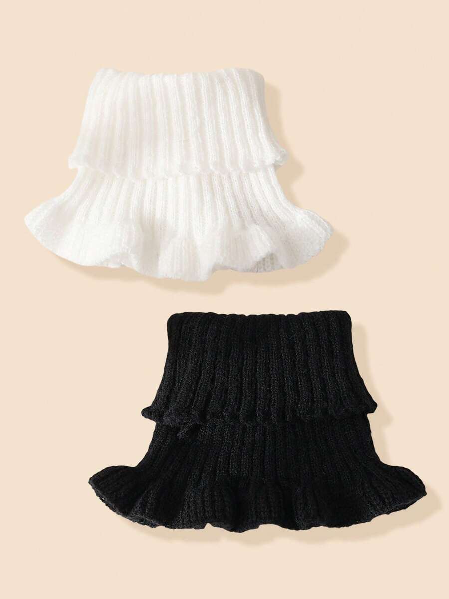 1Pc Elegant Winter Knitted Neck Gaiter Tubular Scarf Scarf-Collar Detachable False Collar Scarf,Soft, Stretchy Knit Neck Warmer, Chic Accessory - Fake Collar - View 1
