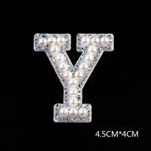 1 pièce 26 pièces autocollant en tissu avec alphabet de perles avec dos adhésif, livraison aléatoire, autocollant de décoration DIY avec perle, autocollant en tissu de lettre