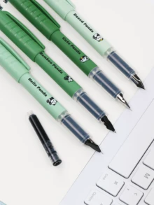 4 Packs Primary School Students' Writing With Replaceable Ink Bag And Black Signature Pen Set. Send 4 Pens - Sets - View 3