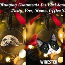 Đồ trang trí treo cho cây thông Noel ngày lễ, tiệc tùng, xe hơi, nhà cửa, trang trí văn phòng, đồ trang trí Acrylic lớn 3 inch sẵn sàng treo - Mèo Tuxedo đen trắng, trang trí nhà cửa, trang trí phòng, trang trí tường - Nhiều màu - Xem 2