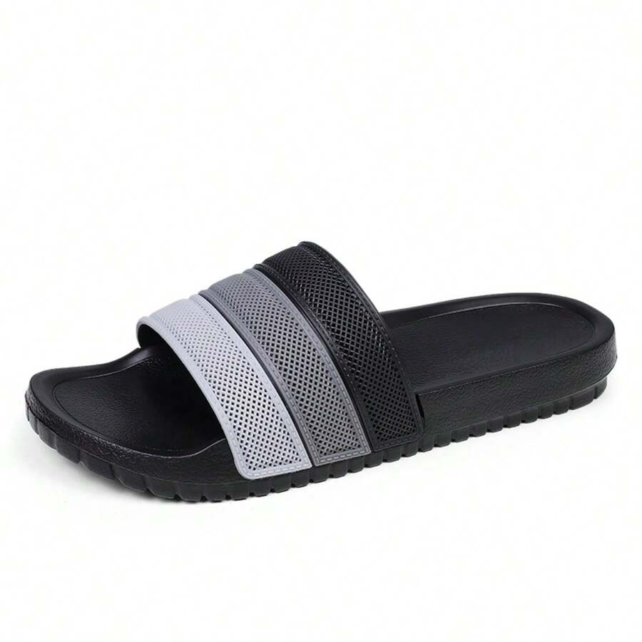 Dép xỏ ngón màu gradient đục lỗ cỡ lớn cho nam/nữ, dép xăng đan mùa hè thoáng khí thông thường trong nhà ngoài trời - màu đen - Xem 1