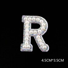 1 pièce 26 pièces autocollant en tissu avec alphabet de perles avec dos adhésif, livraison aléatoire, autocollant de décoration DIY avec perle, autocollant en tissu de lettre