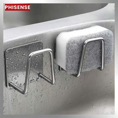 KIT Aço inoxidável Suporte Porta Esponja para bucha de pia Prateleira de cozinha