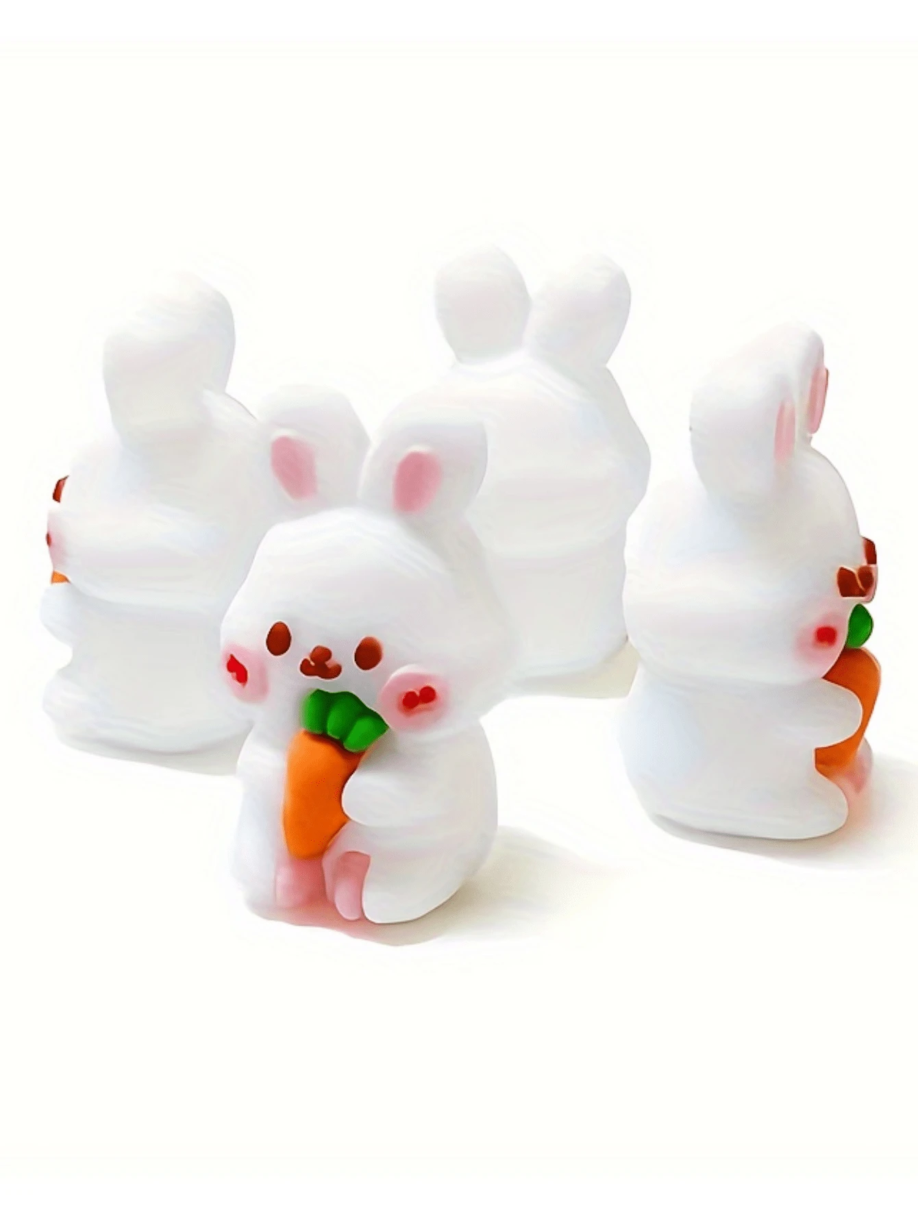 5pcs/Set Silicone Character Beads, 3D Rabbit Eating Radish Silicone Focal Beads, Creative DIY