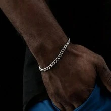 2pcs/Set Stainless Steel Punk Chain Necklace & Bracelet Set, Street Hip Hop Fashion Jewelry Gift For Men, Christmas, New Year, Valentine's Day