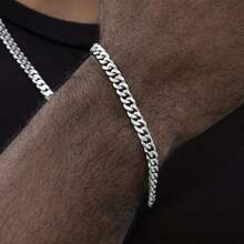 2pcs/Set Stainless Steel Punk Chain Necklace & Bracelet Set, Street Hip Hop Fashion Jewelry Gift For Men, Christmas, New Year, Valentine's Day