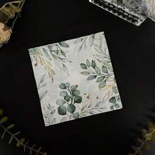 12 件桉树叶一次性派对餐巾，2 层，13*13 英寸纸巾，适用于户外派对、野餐、餐厅、婚礼派对纸巾 - 綠色 - 查看 2