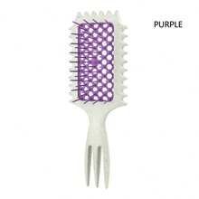 INGRID 1pc Define Curl Styling Brush, Home Hollow Curled Comb, Massage Comb, Wheat Straw Curly Hair Comb, Triple Pointed Tail Design, Effortless Styling For Waves & Bouncy CurlsNylon Air Cushion Comb For Women,With ABS Plastic Handle,Ideal Hair Care Tool For Enhanced Styling - Multicolor - View 8
