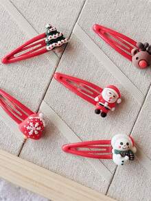 Bộ 10 kẹp tóc Giáng sinh - Thiết kế hình ông già Noel, tuần lộc và người tuyết dễ thương | Kẹp tóc PVC cho bé gái | Mũ đội đầu ngày lễ Quà tặng tốt nhất - Nhiều màu - Xem 3