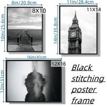 2 件/5 件黑色 ABS 材料拼贴相框，8x10 英寸、11x14 英寸和 12x16 英寸，墙面装饰海报框，适合卧室或客厅壁挂，不含相纸 - 黑色 - 查看 2