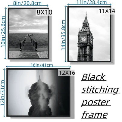 2 件/5 件黑色 ABS 材料拼贴相框，8x10 英寸、11x14 英寸和 12x16 英寸，墙面装饰海报框，适合卧室或客厅壁挂，不含相纸