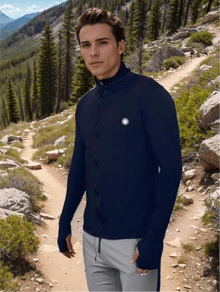 Men's Thermal Second Skin Shirt Sun Protection Blouse With Zipper - 黑色 - 查看 3