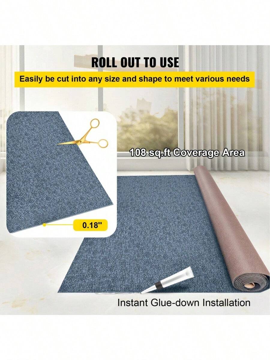 VEVOR Gray Marine Carpet 6 Ft X 18 Ft Boat Carpet Rugs Indoor Outdoor