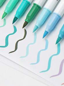 24 piezas Bolígrafos de pintura acrílica Morandi con punta de pincel suave, marcadores de caligrafía pastel para lettering, elaboración de tarjetas, pintura de rocas, madera, tela, lienzo, cerámica, vidrio, manualidades DIY, útiles escolares y para niños