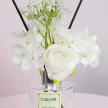 150ML 茉莉花香薰装饰藤条香薰器，香味家居香薰，持久花香，适合客厅和浴室，白玫瑰 - 茉莉花香味 - 查看 4