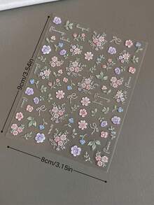 1 秋冬款浮雕花朵指甲贴纸 蝴蝶结花朵花朵 色彩鲜艳精致小清新 自带粘性指甲装饰DIY 自带胶水 适用于手指甲脚趾甲装饰贴纸 - 彩色 - 查看 4