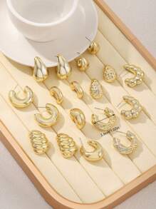 Juego de 18 piezas de pendientes de aro de moda para mujeres, ideal para fiestas, citas, vacaciones, joyería de estilo minimalista