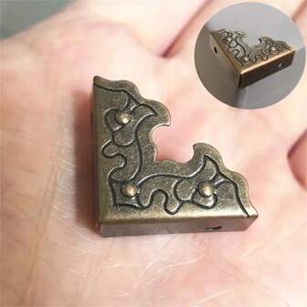 10pcs Antique Furniture Accessories, Metal Crafts, Jewelry Boxes, Edge Security Guards, Wooden Box Decorative Corner Protectors, 25mm