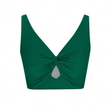 New Front Twist Bandeau Bikini Top Summer - Green - View 3