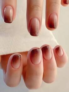 24 件奢华优雅粉色扎染渐变闪亮粉末哑光法式假指甲时尚可穿戴可拆卸按压式指甲套装适合女士和女孩，包括果冻凝胶和锉刀配件 - 玫瑰紅 - 查看 1