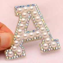 1 pièce 26 pièces autocollant en tissu avec alphabet de perles avec dos adhésif, livraison aléatoire, autocollant de décoration DIY avec perle, autocollant en tissu de lettre
