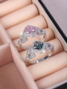 1 件奢华经典方晶锆石椭圆形戒指，圣诞节、周年纪念日送给女性的优雅礼物 - 0406 - 查看 6