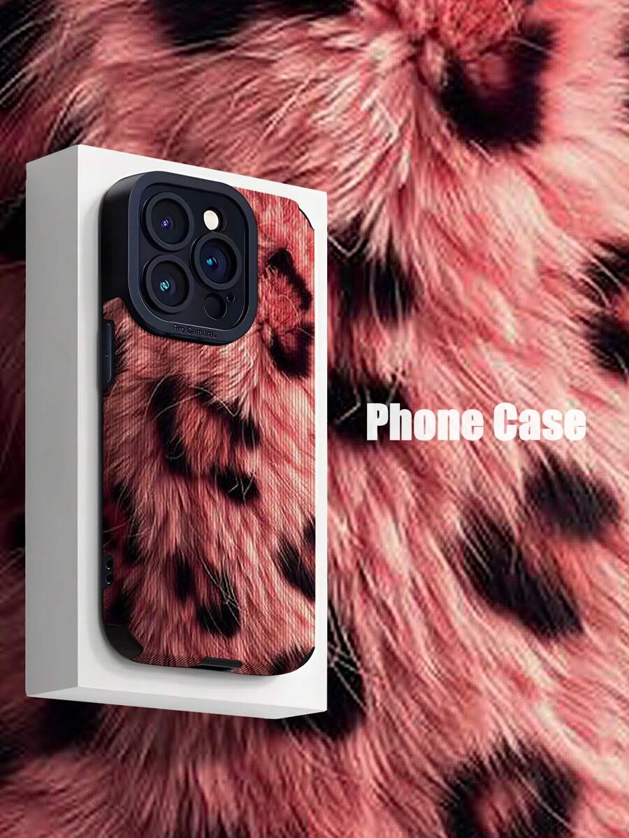 动物 1 件粉色豹纹毛条纹仿皮防震软手机壳适用于 iPhone 和 16/16Plus/16Pro/16Pro Max - 彩色 - 查看 1