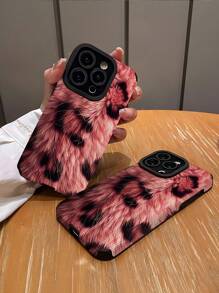 动物 1 件粉色豹纹毛条纹仿皮防震软手机壳适用于 iPhone 和 16/16Plus/16Pro/16Pro Max - 彩色 - 查看 2