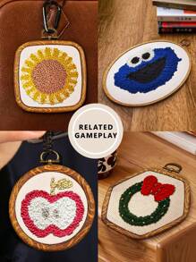 قطعتان من قماش التطريز البيج DIY ، مصنوع من قماش البوليستر ذو ملمس جيد باليد ، سطح نظيف ، وغرز منتظمة للحصول على منتج نهائي أنيق