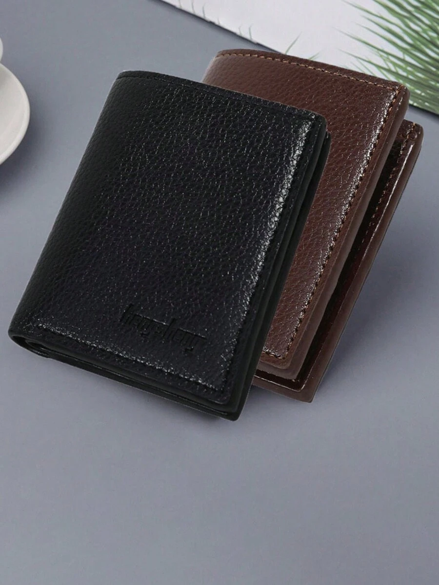 1 件男士钱包，男士 PU 皮革短钱包，荔枝纹信用卡钱包，多功能短钱包薄钱包 - 彩色 - 查看 1