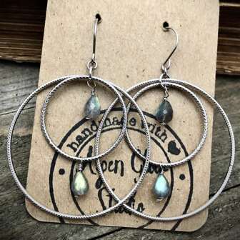 1 Pair Bohemian Style Double Layers Textured Pendant Gemstone Drop Earrings, Creative Simple Design Earrings, Fashion Jewelry Gift For Women, Wedding & Holiday