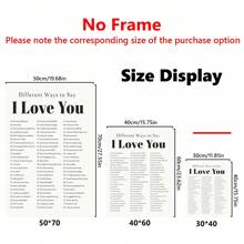 1PC, Áp phích treo bằng vải canvas, Tranh đóng khung bằng gỗ nguyên khối, Cách thể hiện tình yêu, Tranh in tình yêu, Trang trí ngày lễ tình nhân, Tranh in phổ biến, Nghệ thuật treo tường I Love You, Nghệ thuật treo tường cổ điển, Tranh in ngày lễ tình nhân - Nhiều màu - Xem 3