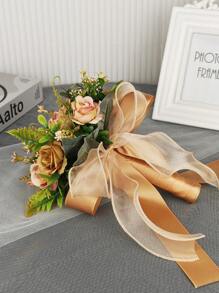 1 pièce Bouquet de fleurs artificielles de pivoine marron clair fait à la main, convient pour la mariée, la demoiselle d'honneur, le mariage, la fête, la décoration de pendaison de crémaillère