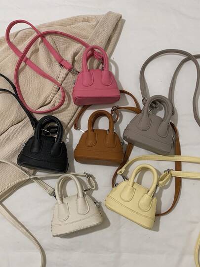 1 pieza Bolso bandolera compacto para niños con patrón de litchi, de tela cómoda, ligera y compacta, con espacio interno muy amplio, adecuado para uso diario