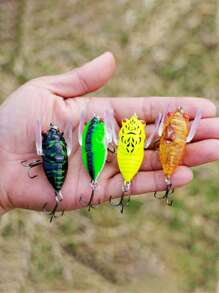 SOUGAYILANG 1PC Mồi côn trùng Luya Loại ve sầu Mồi giả Luya Mồi nhựa chất lượng cao có cánh mô phỏng Bóng vonfram Mồi câu cá cho đồ câu cá nước ngọt - màu xanh lá - Xem 7