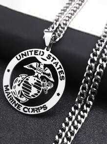 USA Medaillon Halskette aus Cut Out rostfreiem Stahl mit US-Armee Signatur Anhänger