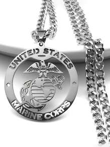 USA Medaillon Halskette aus Cut Out rostfreiem Stahl mit US-Armee Signatur Anhänger