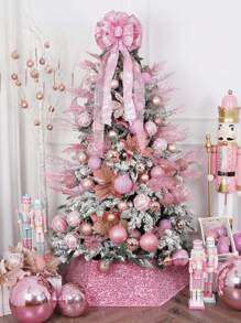 12 件圣诞球装饰,3.15 英寸(8 厘米)防碎圣诞装饰圣诞树球婚礼派对节日装饰桌面小树装饰(粉色) - 粉色 - 查看 5