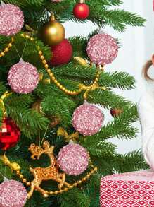 12 件圣诞球装饰,3.15 英寸(8 厘米)防碎圣诞装饰圣诞树球婚礼派对节日装饰桌面小树装饰(粉色) - 粉色 - 查看 8