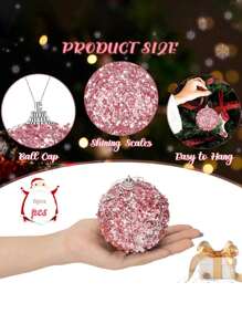 12 件圣诞球装饰,3.15 英寸(8 厘米)防碎圣诞装饰圣诞树球婚礼派对节日装饰桌面小树装饰(粉色) - 粉色 - 查看 4