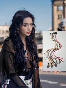 1 dây buộc tóc tua rua bằng da phong cách Boho cổ điển - Nhiều màu - Xem 1