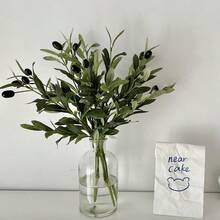 17 inch Lá ô liu nhân tạo với quả Cây xanh Cành ô liu Cành xanh Đạo cụ chụp ảnh - màu xanh lá - Xem 5