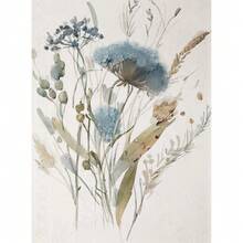 1pc Vintage Blue Beige Wild Flowers Minimal Botanical Farmhouse Art Poster Canvas Painting Wall Print Picture Living Room Home Decor No Frame - Nhiều màu - Xem 14