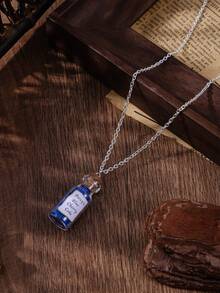 1 chiếc vòng cổ mặt dây chuyền hình chai anh đào xanh lấy cảm hứng từ, thích hợp để đeo hàng ngày - Bạc - Xem 3