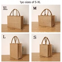 Solid Color Linen Ladies Tote Bag Daily Carry Large Capacity Shopping Party Handbag Burlap Bag, Beach Essentials, Summer Women Bag,Perfect For Travel, Vacation, Holiday & Beach