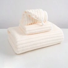 Khăn tắm viền mềm mại, không rụng lông bằng vải lông cừu san hô dành cho người lớn và các cặp đôi - trắng - Xem 3