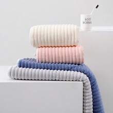 Khăn tắm viền mềm mại, không rụng lông bằng vải lông cừu san hô dành cho người lớn và các cặp đôi - trắng - Xem 6